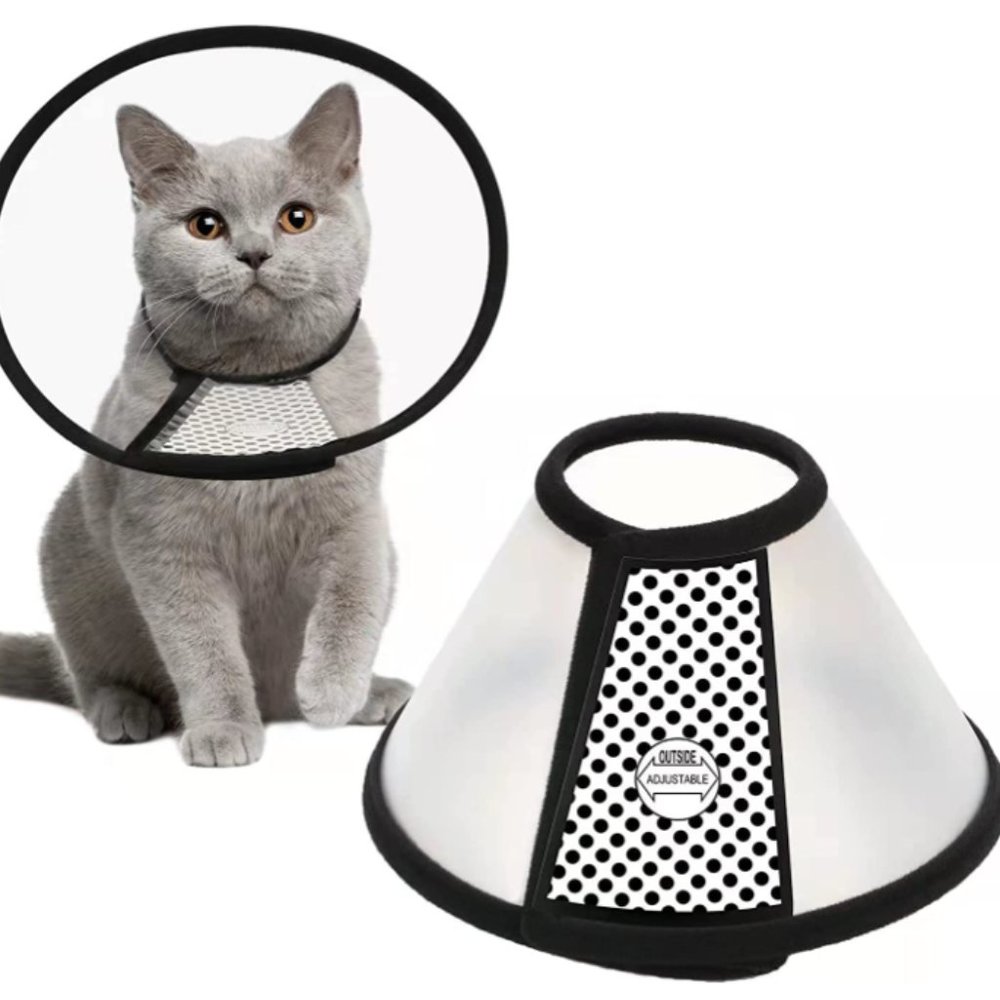 Depets Adjustable Recovery Pet Cone E-Collar for Cats Puppy Rabbit, Plastic Eliz